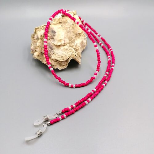Brillenkette himbeer-rot - weiß