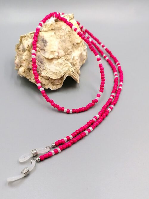 Brillenkette himbeer-rot - weiß