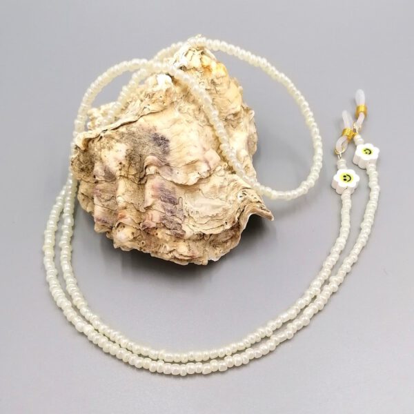 Brillenkette Blümchen gelb-weiß gold