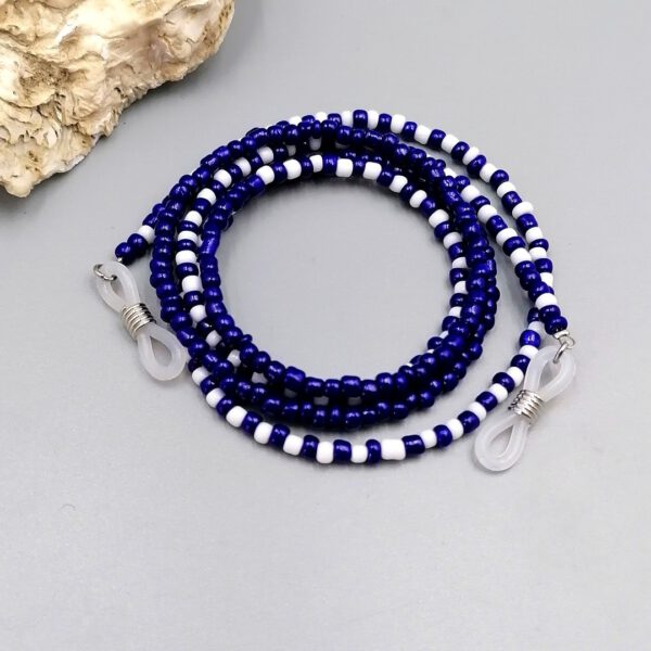 Brillenkette Blau-Weiß aus Rocailles