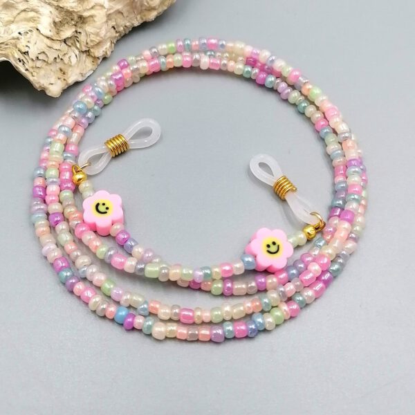 Brillenkette Pastell mit rosa Blümchen