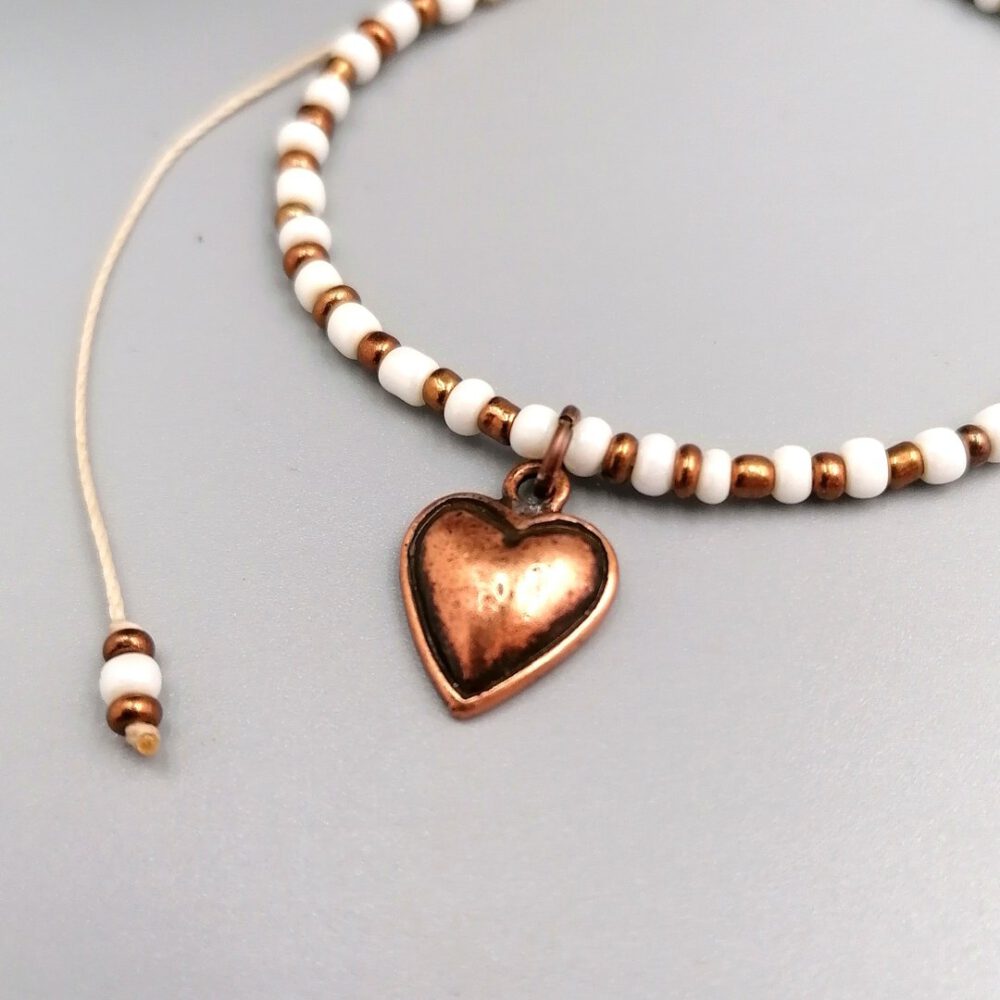 Armband Herz weiß kupfer
