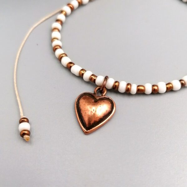 Armband Herz weiß kupfer