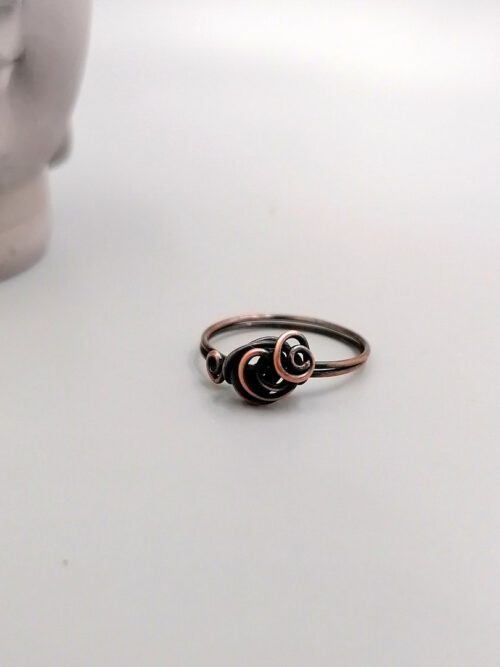 Handgefertigter Kupferring mit Spiralen im Boho-Stil Zarter Kupferring Spiralen