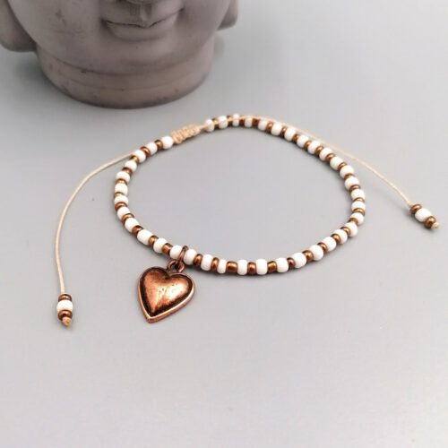 Armband Herz weiß kupfer