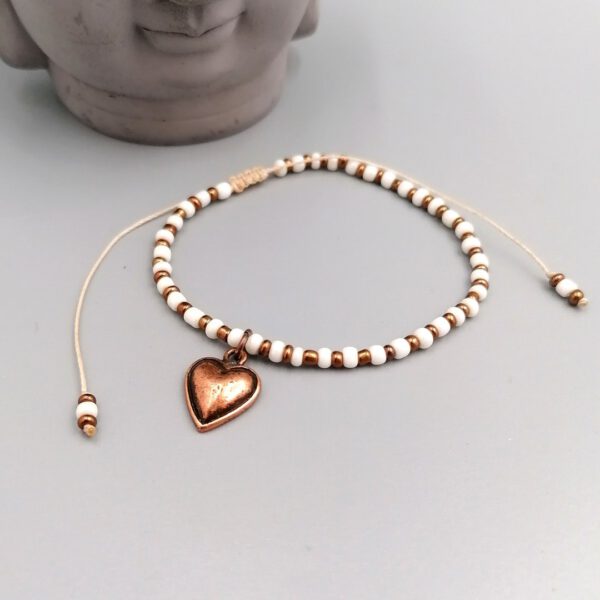 Armband Herz weiß kupfer