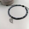 Armband mit Blatt-Anhänger schwarz silber