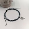 Armband mit Blatt-Anhänger schwarz silber