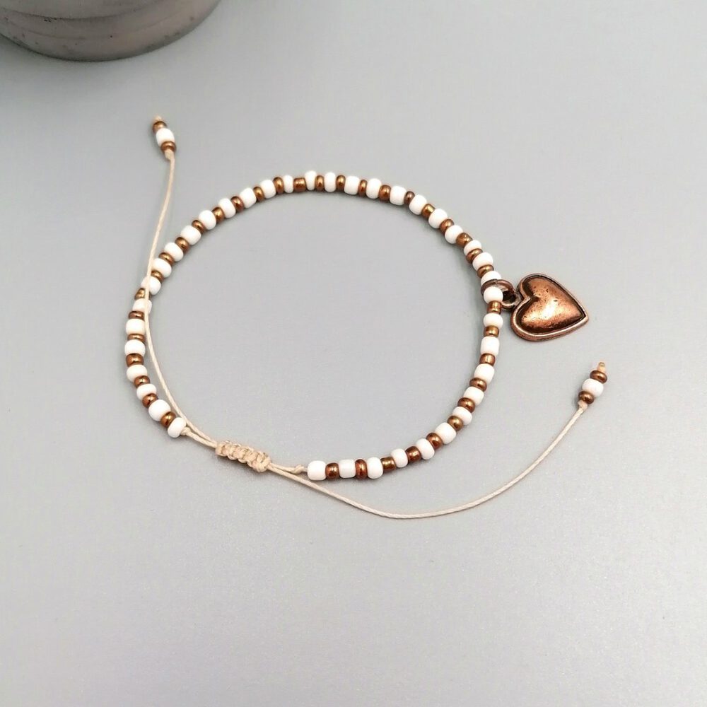 Armband Herz weiß kupfer