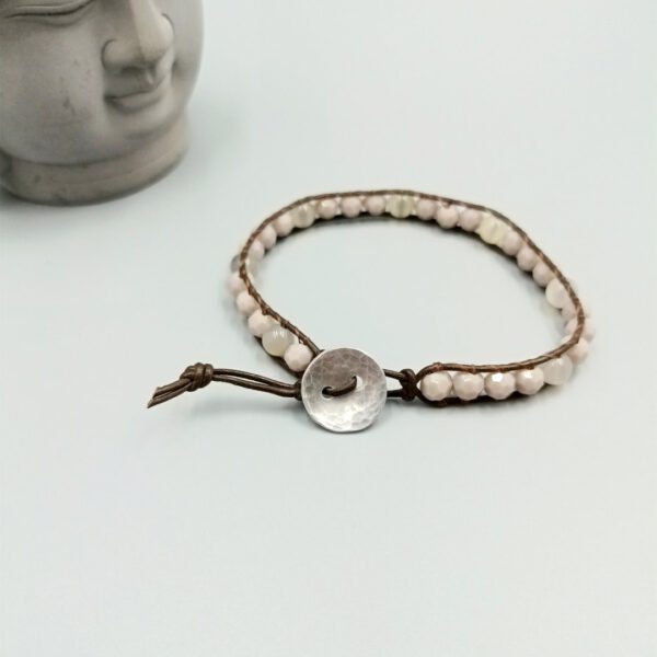 Leder Armband braun mit Kristall & Achat