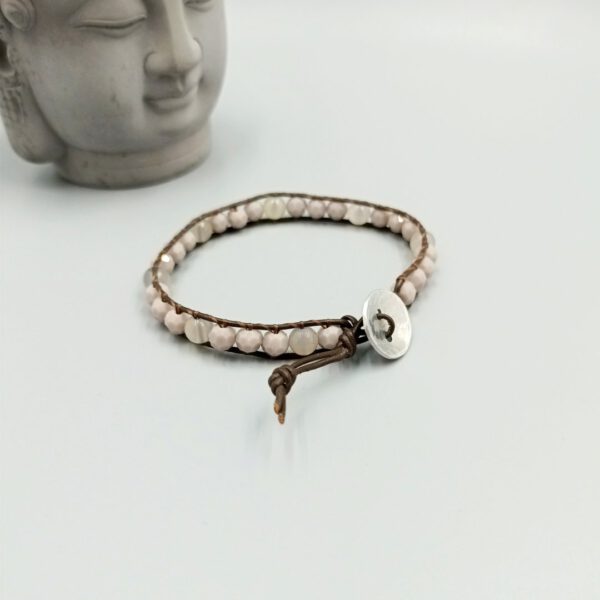 Leder Armband braun mit Kristall & Achat