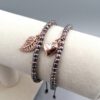 Armband taupe & roségold Blatt Anhänger