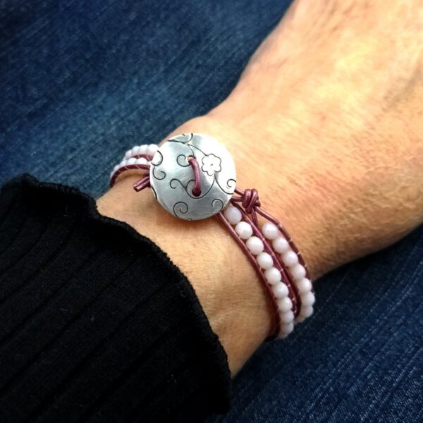 Wickelarmband pink mit Glaskristallen