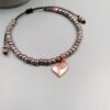 Armband taupe mit rosegold Herzanhänger
