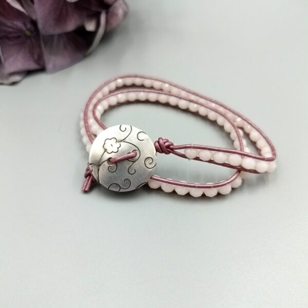 Wickelarmband pink mit Glaskristallen