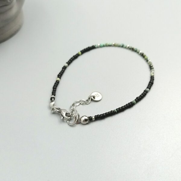 Filigranes Edelsteinarmband mit Karabinerverschluss Armband Afrikanischer Türkis & Edelstahl