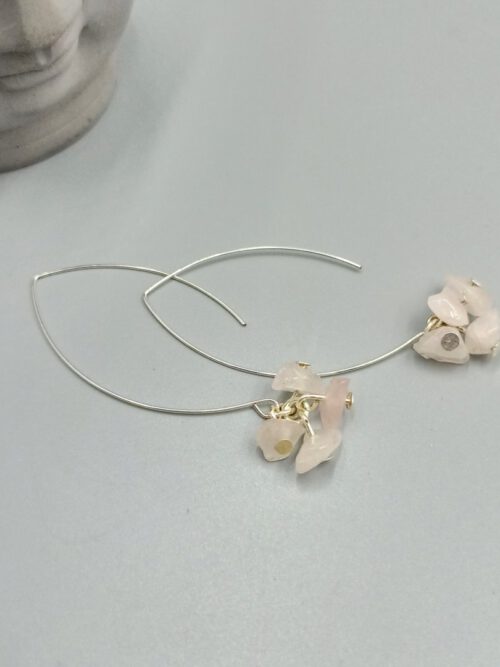 Ohrhänger mit Rosenquarz – versilbert