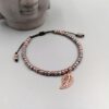 Armband taupe & roségold Blatt Anhänger
