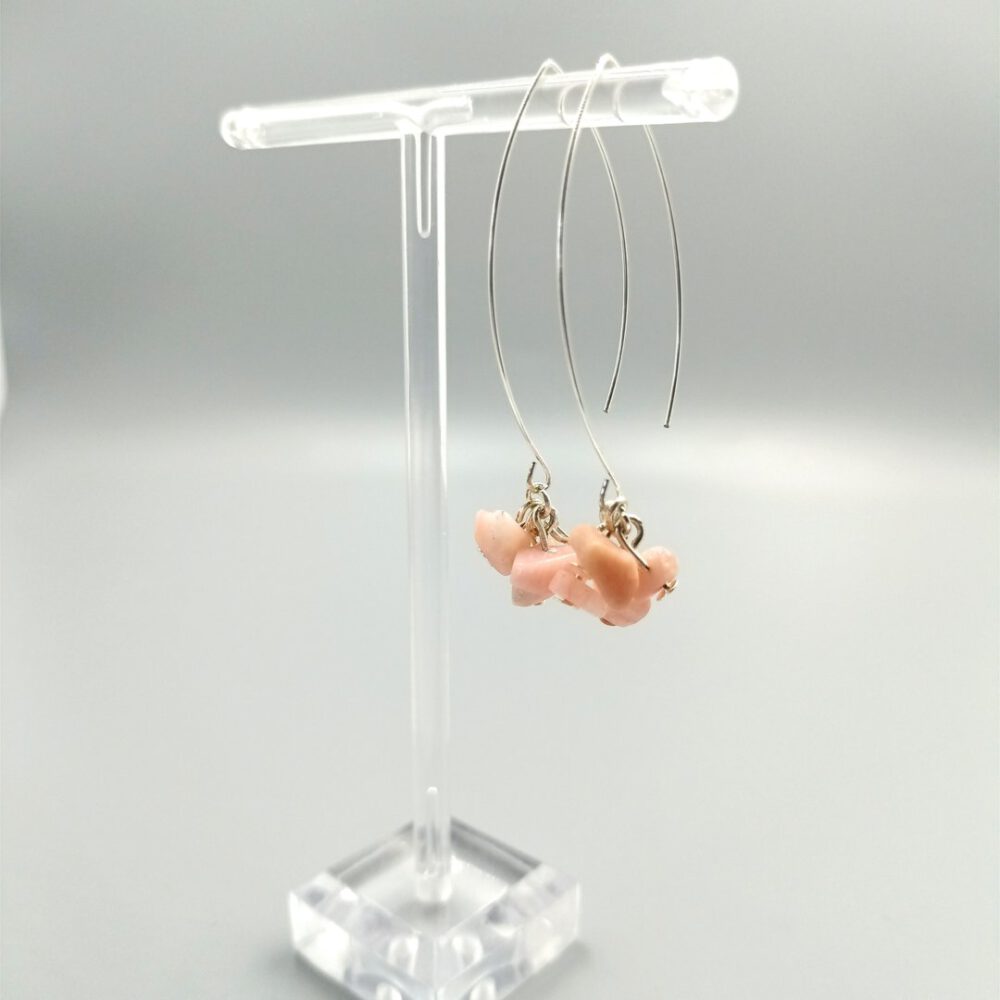 Langer Ohrschmuck mit rosa Andenopal Zarte Ohrhänger mit Andenopal