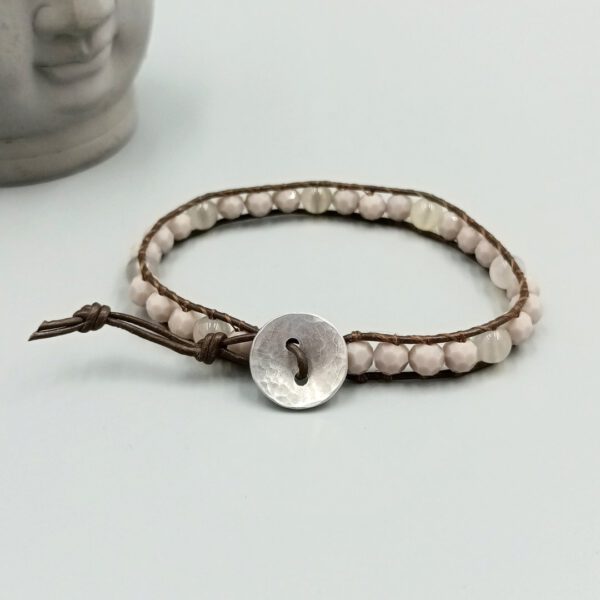 Leder Armband braun mit Kristall & Achat