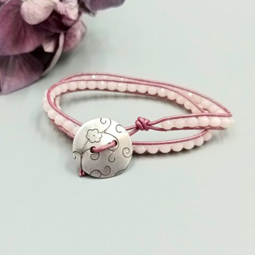 Wickelarmband pink mit Glaskristallen