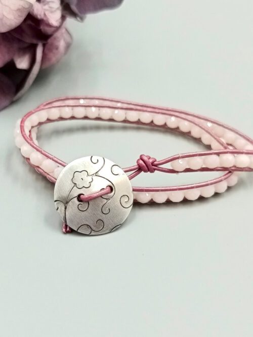 Wickelarmband pink mit Glaskristallen