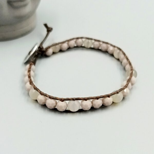 Leder Armband braun mit Kristall & Achat