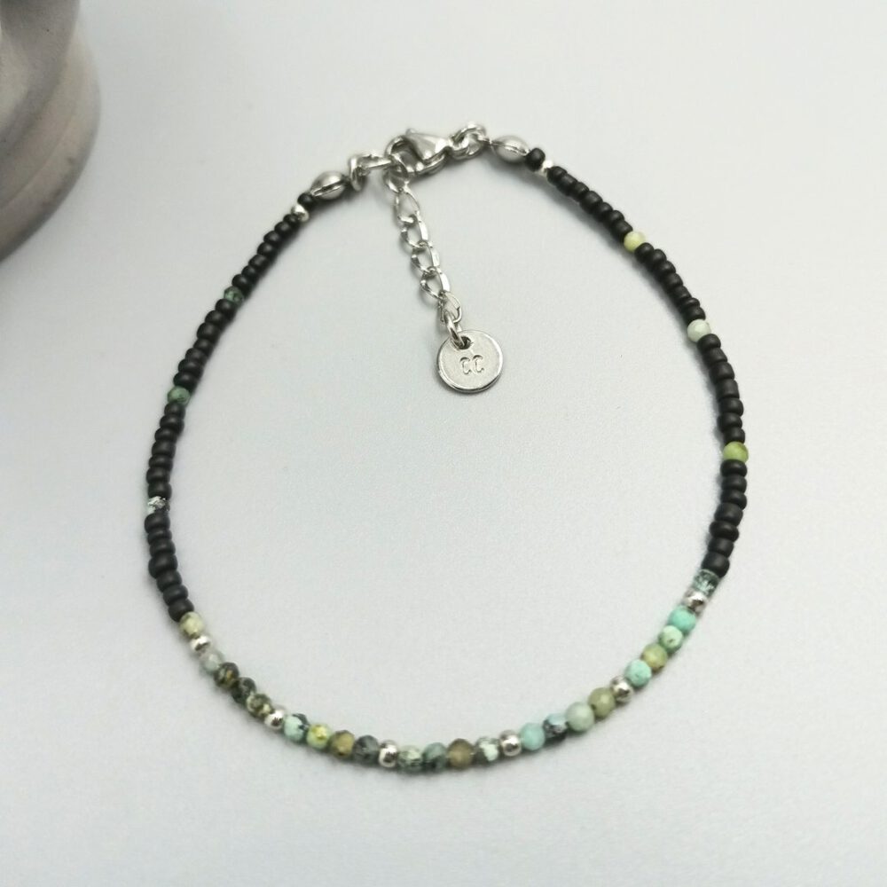 Armband Afrikanischer Türkis & Edelstahl