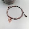 Armband taupe & roségold Blatt Anhänger