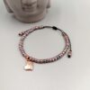 Armband taupe mit rosegold Herzanhänger