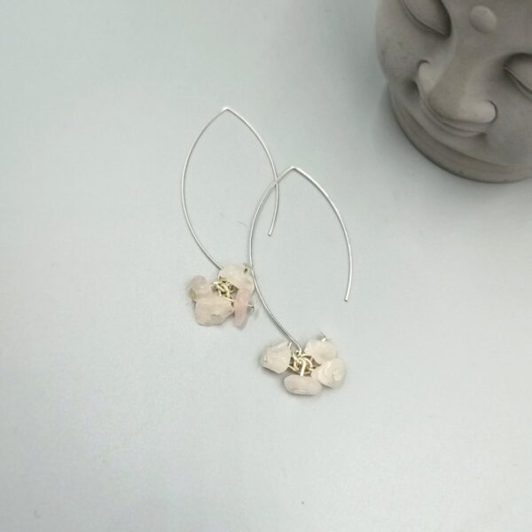 Ohrhänger mit Rosenquarz – versilbert