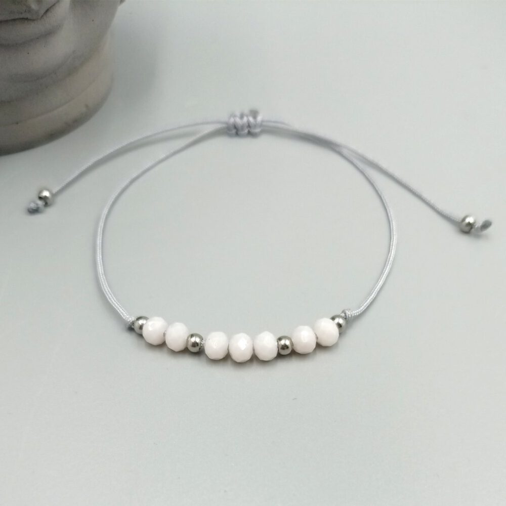 Zartes Textilarmband mit rosa Kristallperlen Textilarmband mit rosa Kristallperlen