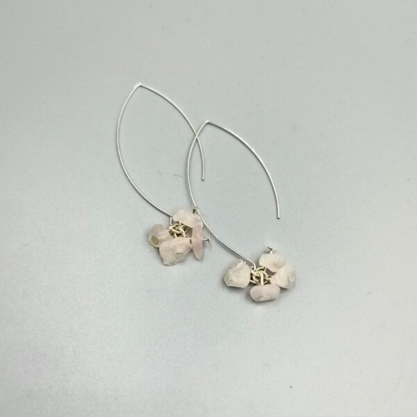Ohrhänger mit Rosenquarz – versilbert