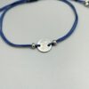 Blätterranke auf silberner Scheibe handgestempelt Armband blau Blätterranke handgestempelt