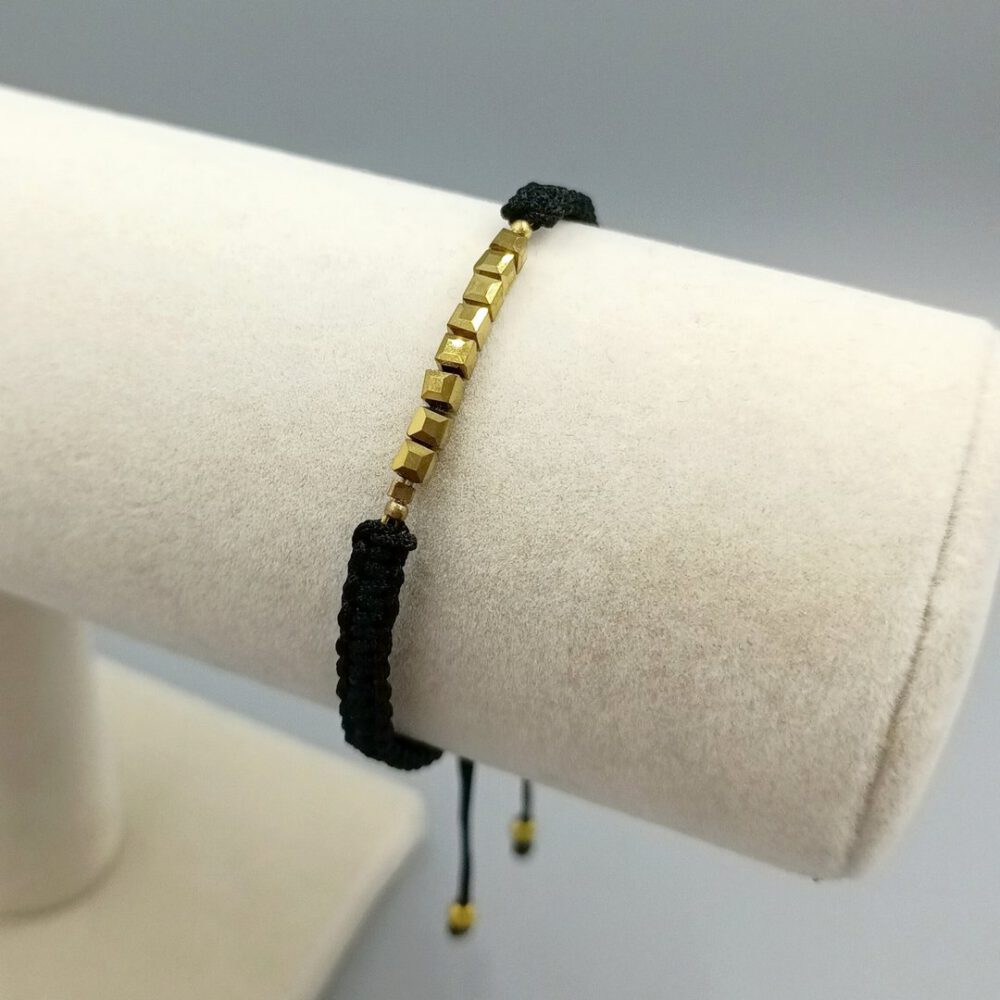 Armband schwarz gold mit Kristallperlen