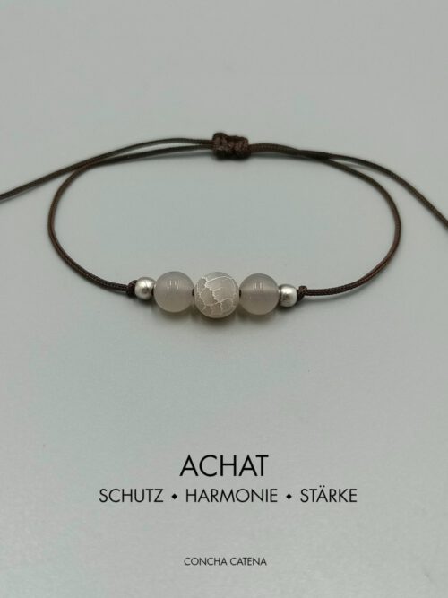 Edelstein Achat Armband Schutz Harmonie Stärke Armband mit Achat & Silberperlen