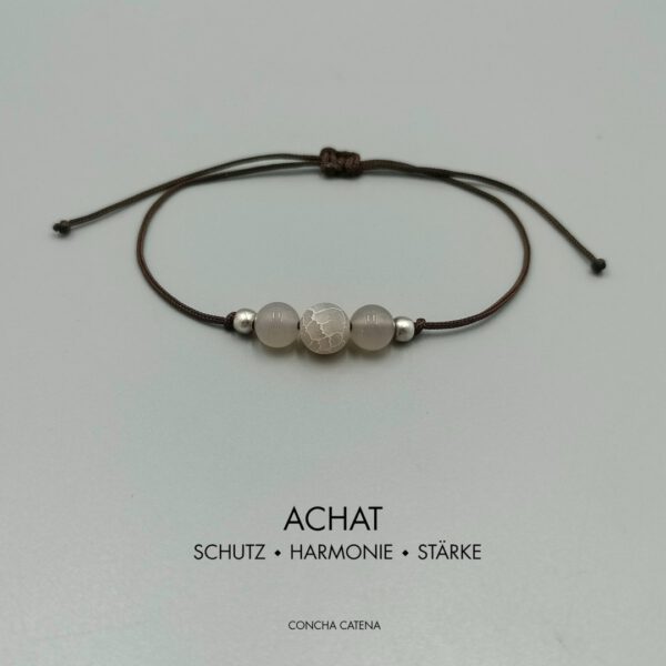 Edelstein Achat Armband Schutz Harmonie Stärke Armband mit Achat & Silberperlen