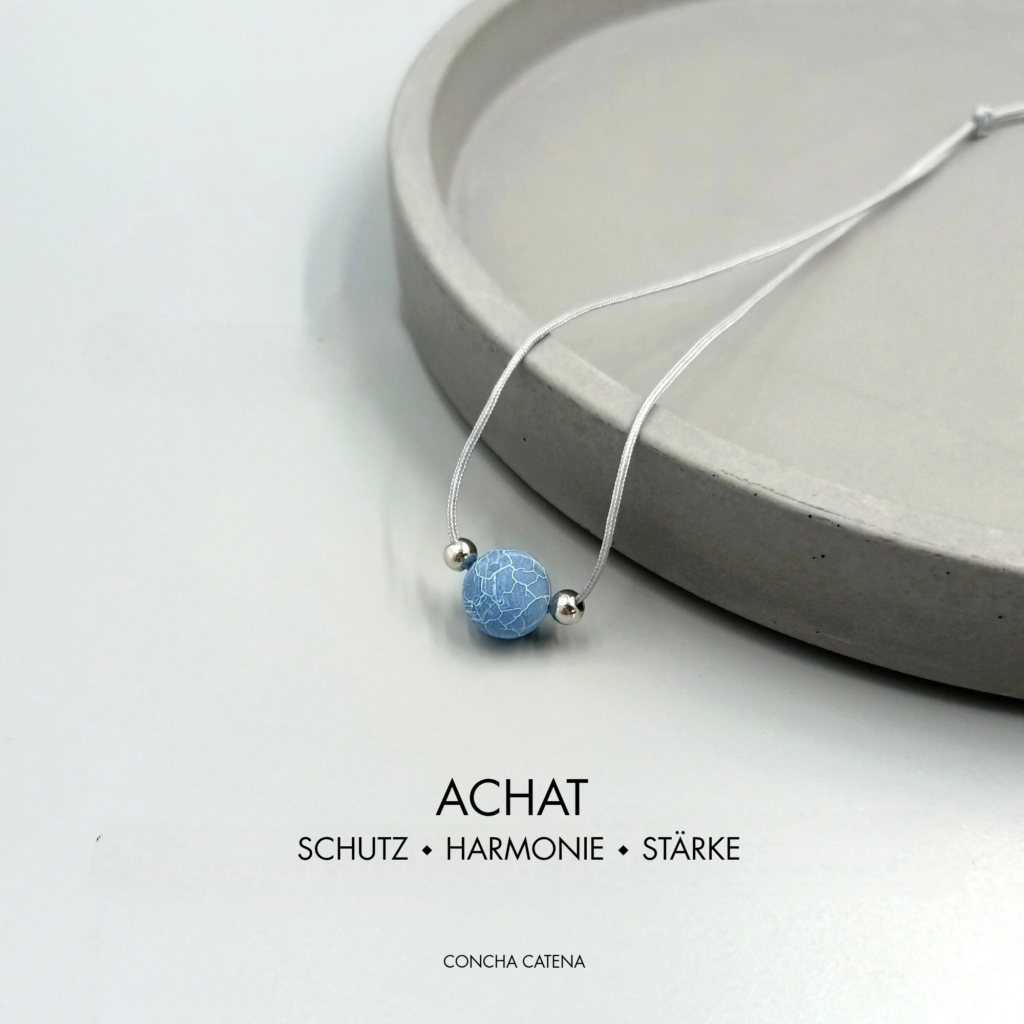 Kette mit blauer Achat Perle verstellbar
