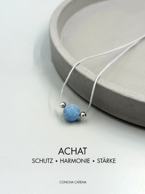 Edelstein Kette mit blauer Achatperle Kette mit blauer Achat Perle verstellbar