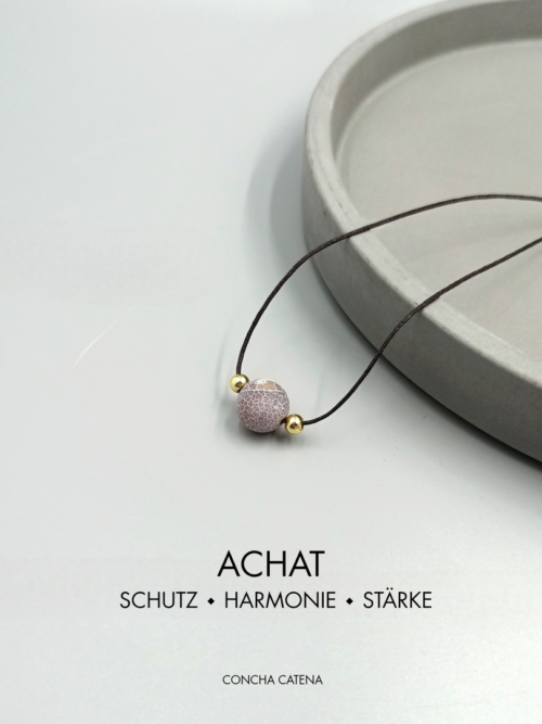 Edelstein Kette mit brauner Achatperle Nylon Kette mit Achat Perle braun