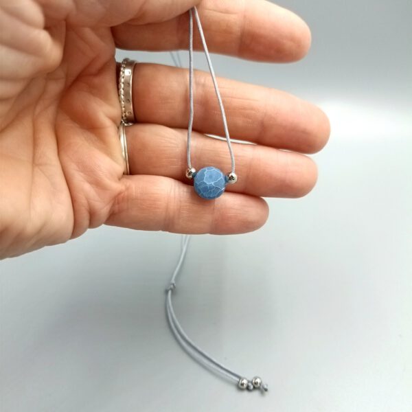 Kette mit blauer Achat Perle verstellbar