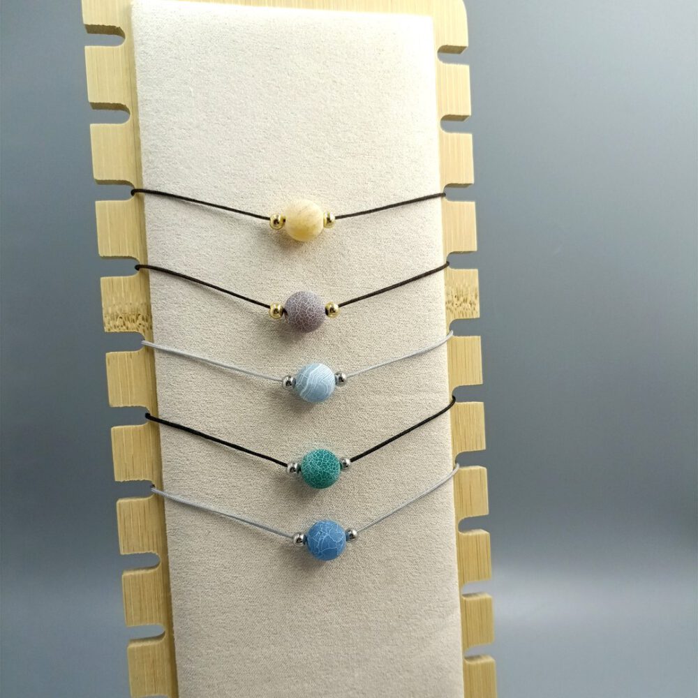 Kette mit blauer Achat Perle verstellbar