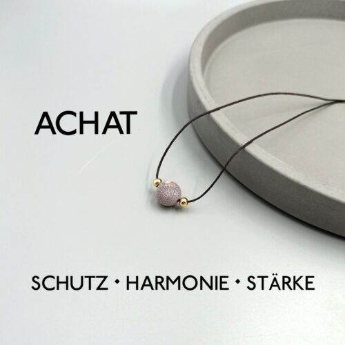 Nylon Kette mit Achat Perle braun