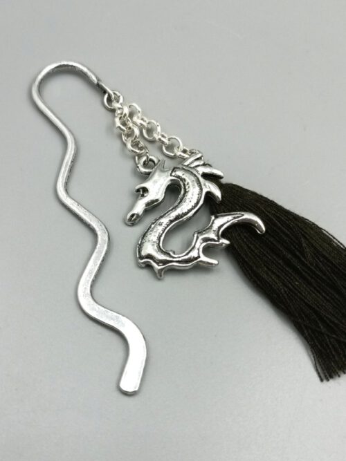 Lesezeichen Drache – silber anthrazit