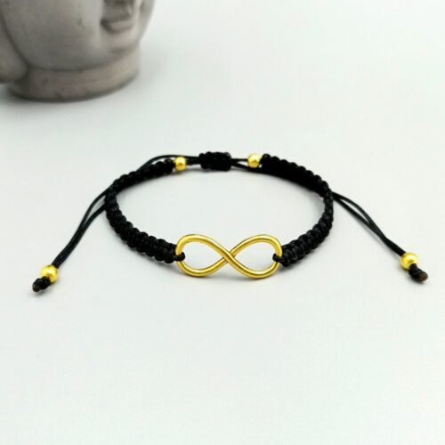 Makramee Armband schwarz mit goldenem Infinity Symbol Infinity Armband Makramee schwarz gold