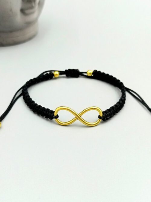 Infinity Armband Makramee schwarz gold