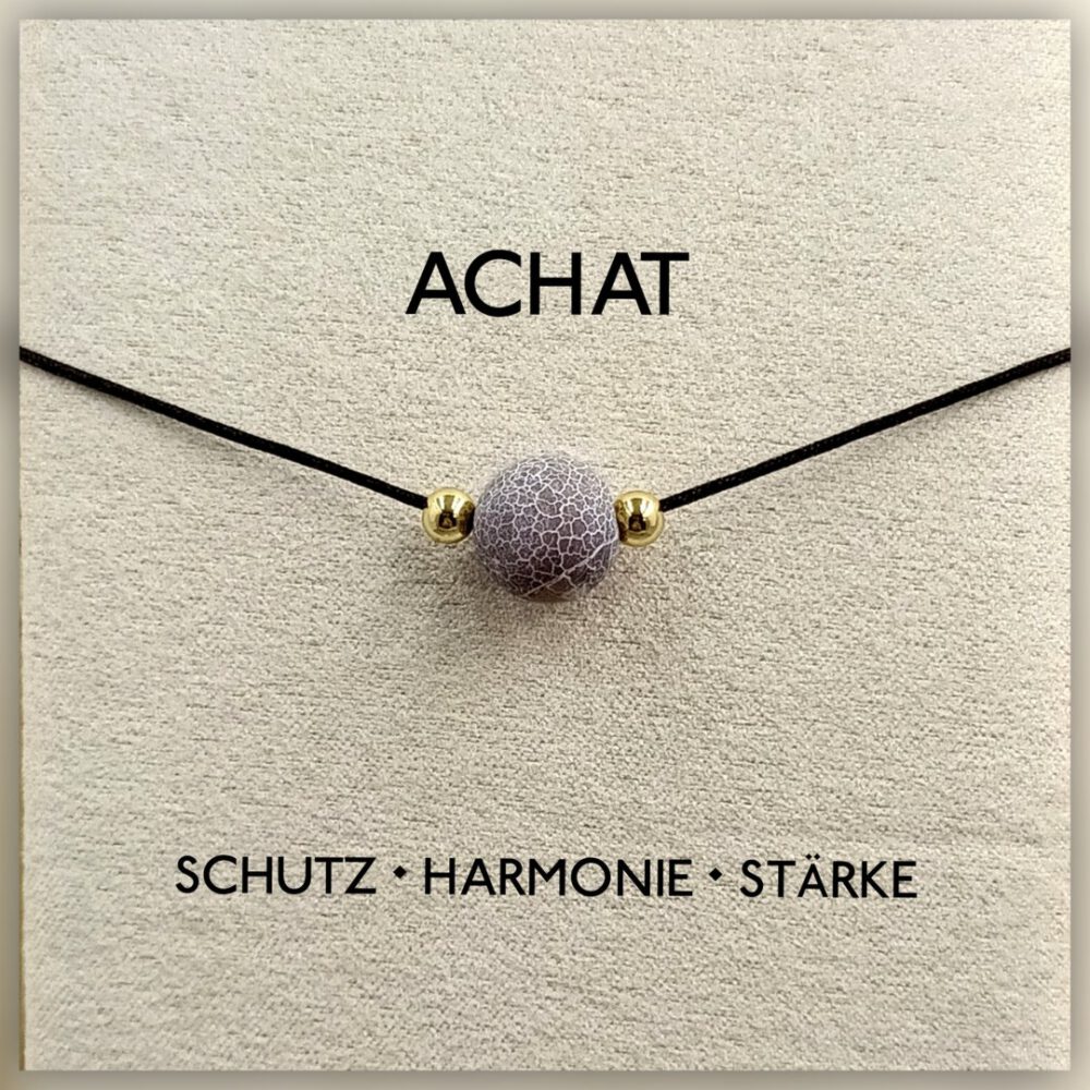 Nylon Kette mit Achat Perle braun