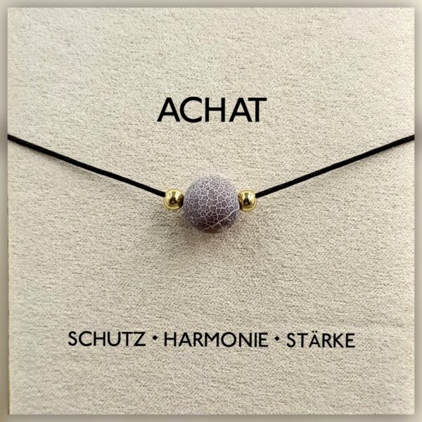 Nylon Kette mit Achat Perle braun