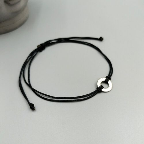 Textilarmband schwarz mit Edelstahlring