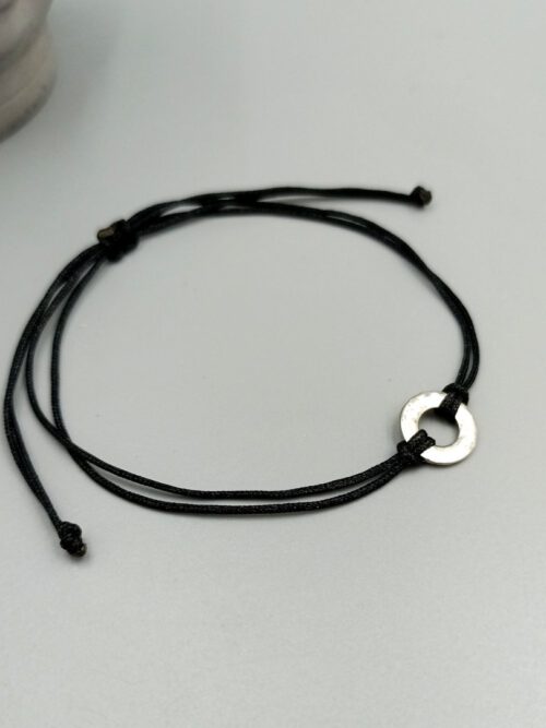 Textilarmband schwarz mit Edelstahlring
